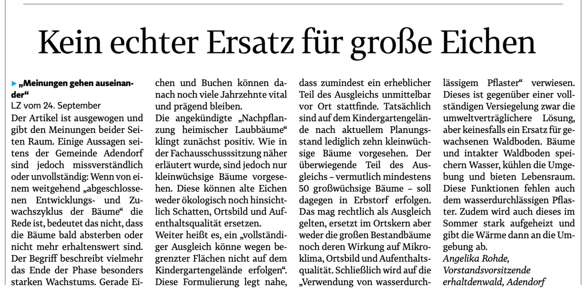 Unser Leserbrief vom 27.09.2026 wurde endlich veröffentlicht